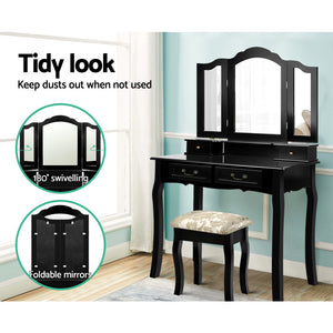 Ashley Rose Dressing Table with Mirror - Black - Ashley Rose