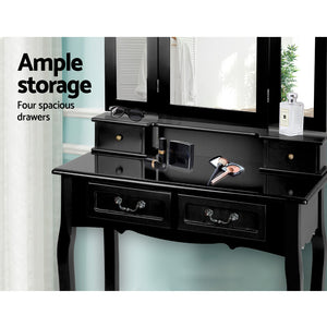 Ashley Rose Dressing Table with Mirror - Black - Ashley Rose