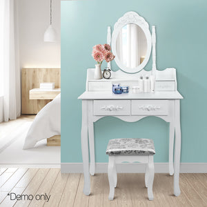 Ashley Rose 4 Drawer Dressing Table with Mirror - White - Ashley Rose