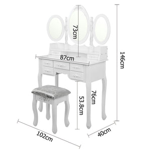 Ashley Rose 7 Drawer Dressing Table with Mirror - White - Ashley Rose