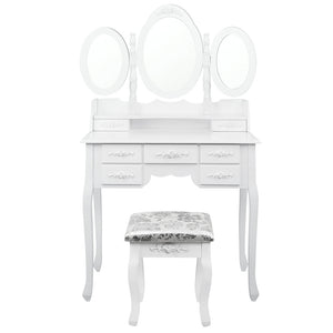 Ashley Rose 7 Drawer Dressing Table with Mirror - White - Ashley Rose