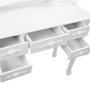 Ashley Rose 7 Drawer Dressing Table with Mirror - White - Ashley Rose