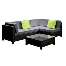 Load image into Gallery viewer, Ashley Rose 5 Piece PE Wicker Outdoor Sofa - Black &amp; Grey - Ashley Rose