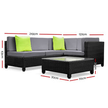 Load image into Gallery viewer, Ashley Rose 5 Piece PE Wicker Outdoor Sofa - Black &amp; Grey - Ashley Rose