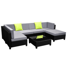 Load image into Gallery viewer, Ashley Rose 7 Piece PE Wicker Outdoor Furniture Set - Black - Ashley Rose