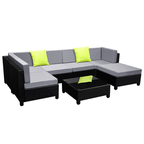 Ashley Rose 7 Piece PE Wicker Outdoor Furniture Set - Black - Ashley Rose