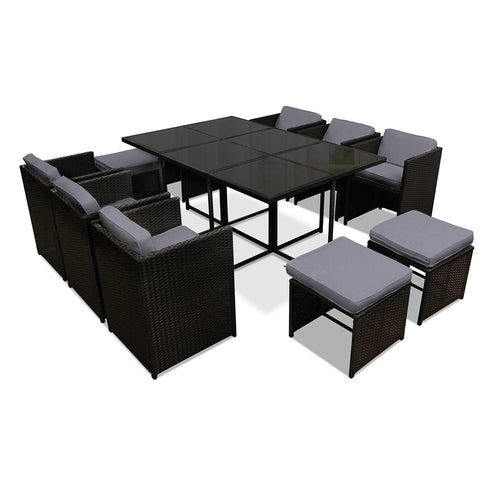 Ashley Rose 11 Piece PE Wicker Outdoor Dining Set - Black - Ashley Rose