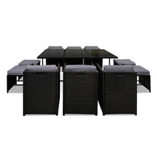 Load image into Gallery viewer, Ashley Rose 11 Piece PE Wicker Outdoor Dining Set - Black - Ashley Rose