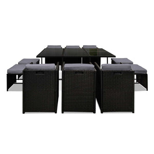 Ashley Rose 11 Piece PE Wicker Outdoor Dining Set - Black - Ashley Rose