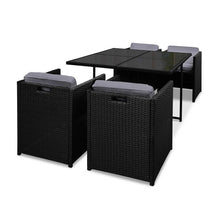 Load image into Gallery viewer, Ashley Rose 5 Piece Wicker Outdoor Dining Set - Black - Ashley Rose