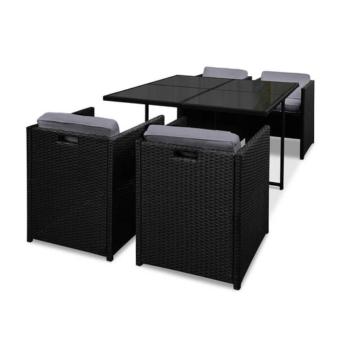 Ashley Rose 5 Piece Wicker Outdoor Dining Set - Black - Ashley Rose