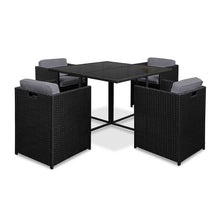 Load image into Gallery viewer, Ashley Rose 5 Piece Wicker Outdoor Dining Set - Black - Ashley Rose