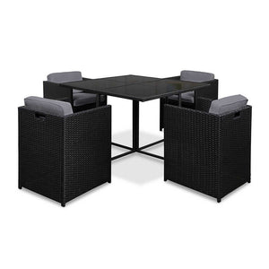 Ashley Rose 5 Piece Wicker Outdoor Dining Set - Black - Ashley Rose