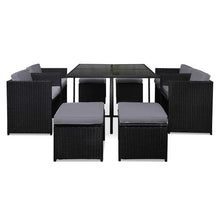 Load image into Gallery viewer, Ashley Rose 9 Piece Wicker Outdoor Dining Set - Black &amp; Grey - Ashley Rose