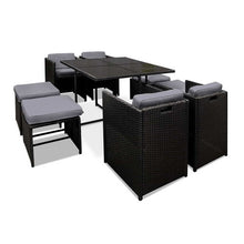 Load image into Gallery viewer, Ashley Rose 9 Piece Wicker Outdoor Dining Set - Black &amp; Grey - Ashley Rose