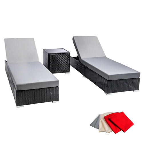 Ashley Rose 3 Piece Wicker Outdoor Lounge Set - Black - Ashley Rose