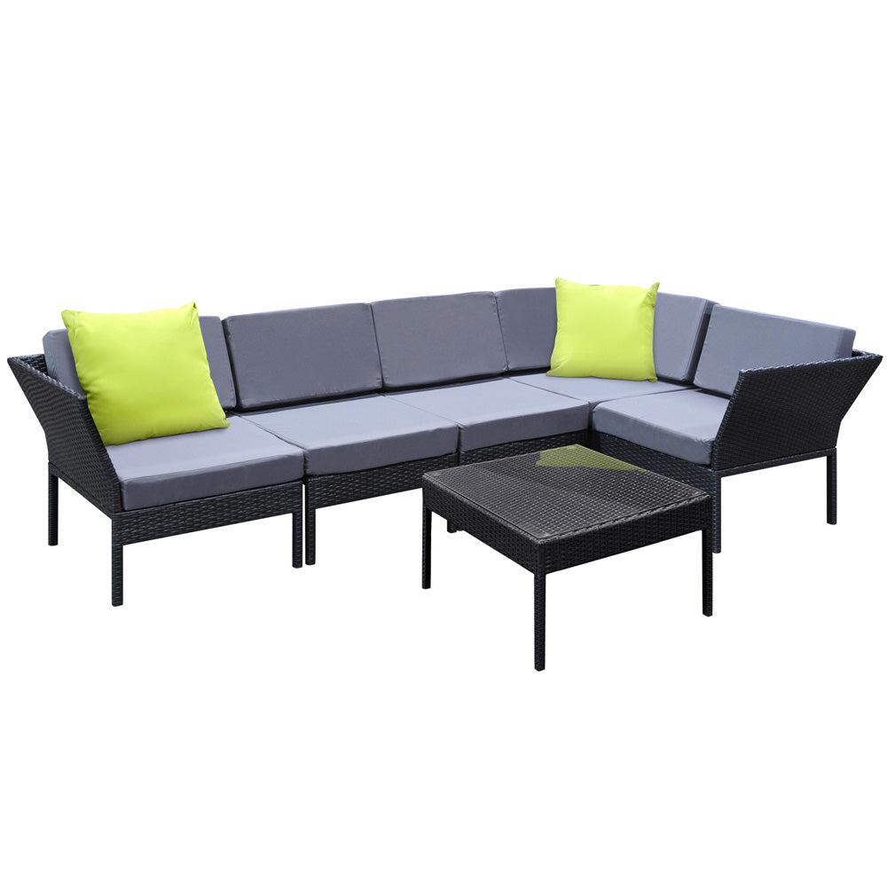 Ashley Rose 6 Piece Outdoor Wicker Sofa Set - Black - Ashley Rose