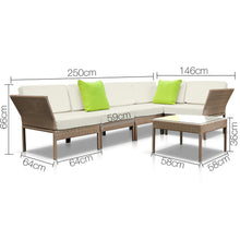 Load image into Gallery viewer, Ashley Rose 6 Piece Outdoor Wicker Sofa Set - Brown - Ashley Rose