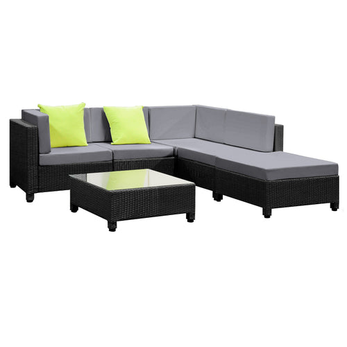 Ashley Rose 6 Piece Outdoor Wicker Sofa Set - Black - Ashley Rose