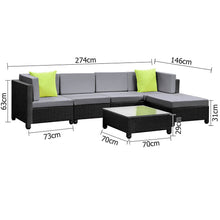 Load image into Gallery viewer, Ashley Rose 6 Piece Outdoor Wicker Sofa Set - Black - Ashley Rose