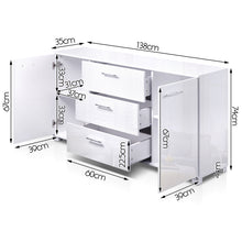 Load image into Gallery viewer, Ashles Rose High Gloss Sideboard Storage Cabinet Cupboard - White - Ashley Rose