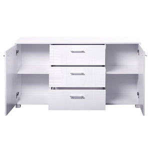 Ashles Rose High Gloss Sideboard Storage Cabinet Cupboard - White - Ashley Rose