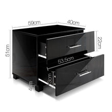 Load image into Gallery viewer, Ashley Rose High Gloss Two Drawers Bedside Table - Black - Ashley Rose