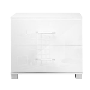 Ashley Rose High Gloss Two Drawers Bedside Table - White - Ashley Rose