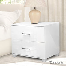 Load image into Gallery viewer, Ashley Rose High Gloss Two Drawers Bedside Table - White - Ashley Rose