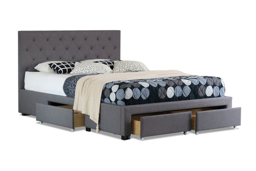 Alabama Fabric Queen Drawers Storage Bed Grey - Ashley Rose