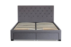 Alabama Fabric King Drawers Storage Bed Grey - Ashley Rose