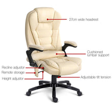 Load image into Gallery viewer, 8 Point PU Leather Reclining Massage Chair - Beige - Ashley Rose