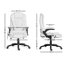 Load image into Gallery viewer, 8 Point PU Leather Reclining Massage Chair - White - Ashley Rose