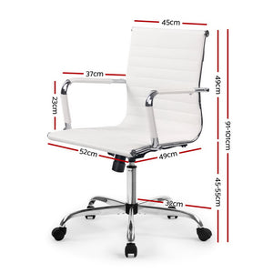 Eames Replica Office Chair Executive Mid Back Seating PU Leather White - Ashley Rose