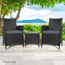 Load image into Gallery viewer, Ashley Rose 3 Piece Wicker Outdoor Furniture Set - Black - Ashley Rose