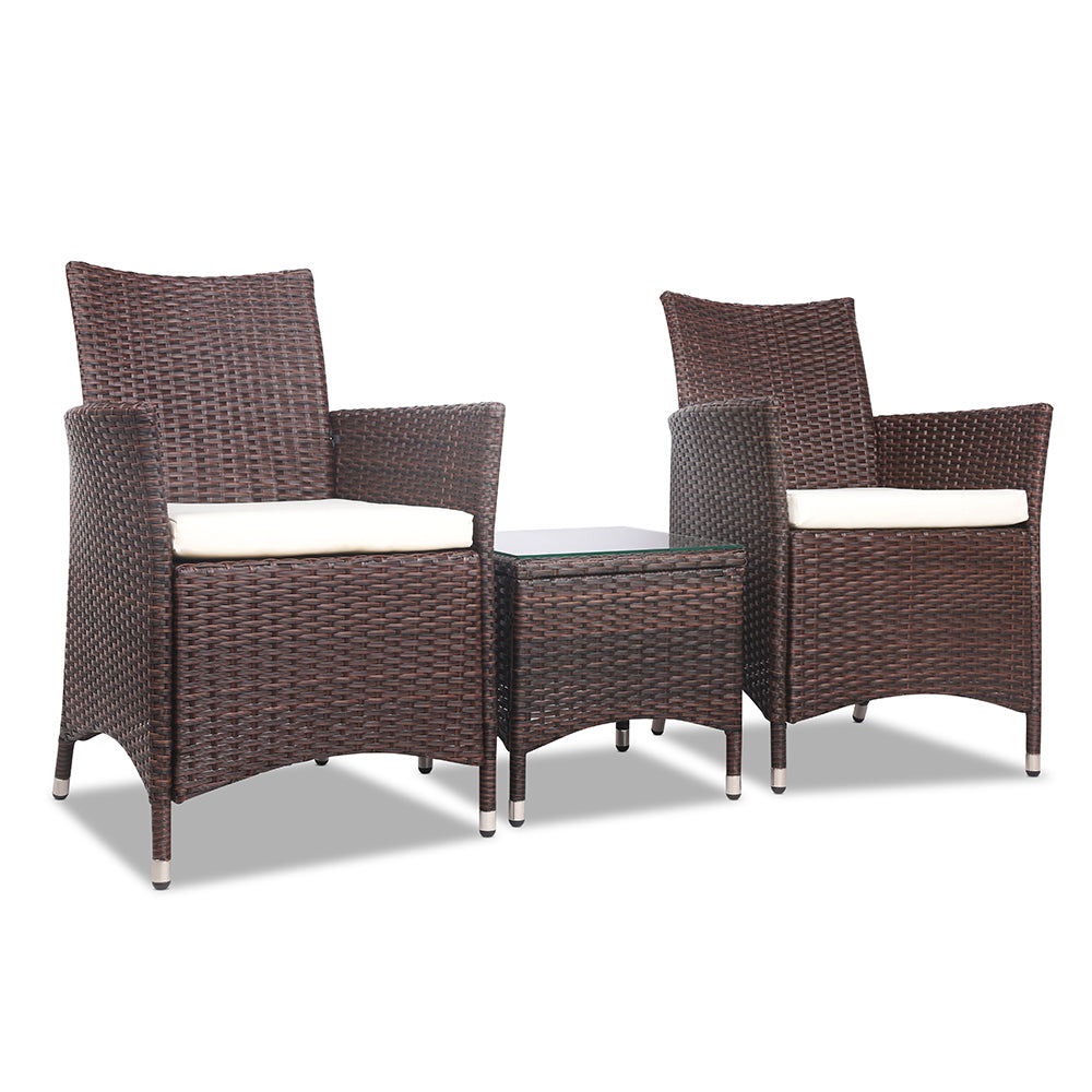 Ashley Rose 3 Piece Wicker Outdoor Furniture Set - Brown - Ashley Rose