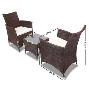 Ashley Rose 3 Piece Wicker Outdoor Furniture Set - Brown - Ashley Rose