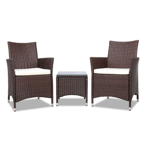 Ashley Rose 3 Piece Wicker Outdoor Furniture Set - Brown - Ashley Rose