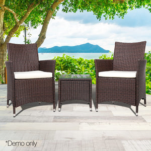 Ashley Rose 3 Piece Wicker Outdoor Furniture Set - Brown - Ashley Rose