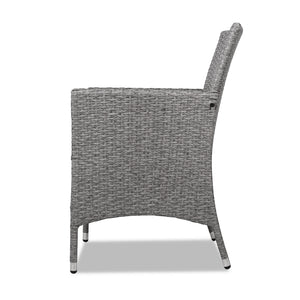 3 Piece Wicker Outdoor Chair Side Table Furniture Set - Grey - Ashley Rose