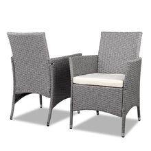 Load image into Gallery viewer, 3 Piece Wicker Outdoor Chair Side Table Furniture Set - Grey - Ashley Rose