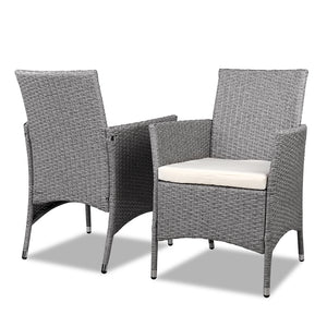 3 Piece Wicker Outdoor Chair Side Table Furniture Set - Grey - Ashley Rose