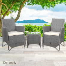 Load image into Gallery viewer, 3 Piece Wicker Outdoor Chair Side Table Furniture Set - Grey - Ashley Rose