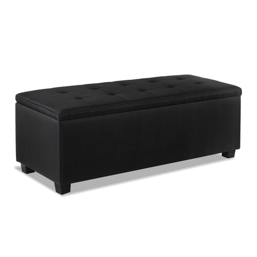 Ashley Rose Large Fabric Storage Ottoman - Black - Ashley Rose