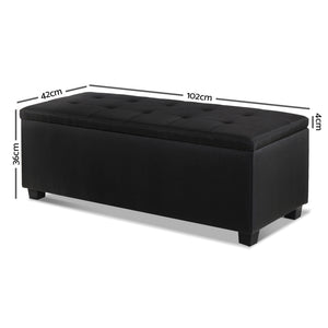 Ashley Rose Large Fabric Storage Ottoman - Black - Ashley Rose