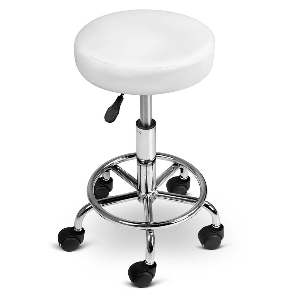 Ashley Rose PU Leather Swivel Salon Stool - White - Ashley Rose